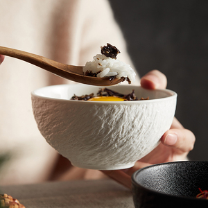日式石纹陶瓷餐厨具家用碗碟米饭小面碗筷子简约轻奢创意情侣套装