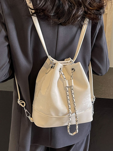 稻草人正品链条双肩包设计感小众包包女式2024新款双肩斜挎两用包