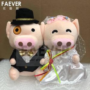 情侣猪婚纱婚庆娃娃一对花车婚车头公仔装饰新婚结婚礼物毛绒玩具