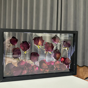 干花相框diy材料高级感花束制作创意玫瑰花永生花中空摆台立体