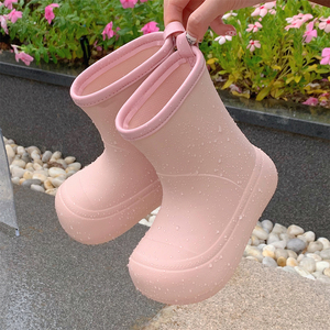 细细条户外防滑厚底防水雨鞋靴子女夏季韩版创意拼色亲子雨靴ins
