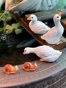 摆件高级感小众迷你小白鸭子动物花园庭院盆栽鱼缸水景造景微景观