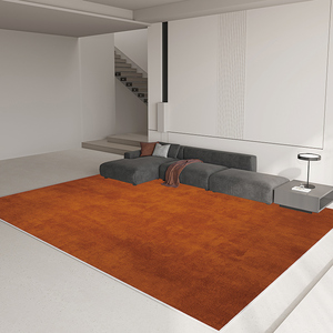 纯色橙色地毯客厅轻奢高级沙发茶几毯卧室地垫家用免洗免打理商用