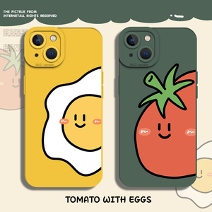 番茄鸡蛋手机壳适用苹果14情侣15套iphone13pro创意12mini趣味11promax新款x可爱8plus卡通xr小众xs任意机型7