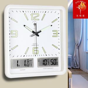北极星挂钟带日历温度湿度客厅家用大气时钟挂墙静音时尚卧室钟表