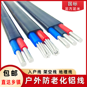 国标2芯电缆线铝芯家用户外电线 4 6 10 16 25平方双芯铝线护套线