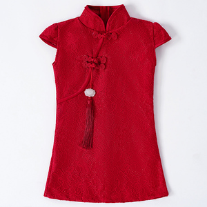 红色旗袍女宝宝周岁礼服中式国风高端小童幼儿生日抓周唐装公主裙