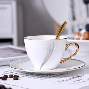 北欧式个性咖啡杯碟家用办公简约骨瓷花茶红茶水杯英式下午茶茶具