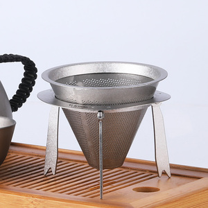 钛工匠户外纯钛咖啡杯茶滤网漏斗野外手冲咖啡泡茶多功能钛杯茶漏