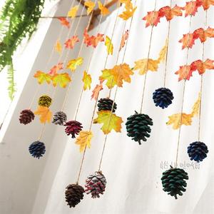 枫叶串条松果古风吊饰挂饰幼儿园班级教室秋天主题环创装饰材料