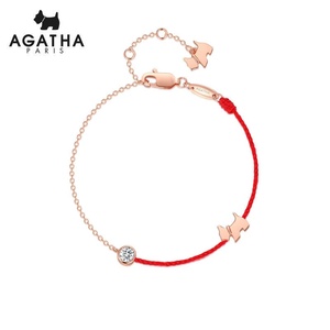 agatha瑷嘉莎红绳手链新款情侣本命年红色女手绳简约礼物手镯
