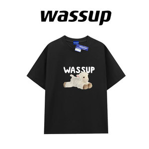 WASSUP国风潮牌短袖纯棉重磅男女美式可可小羊T恤夏季情侣2024新
