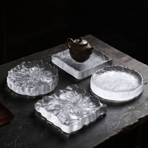 日式玻璃壶呈茶具简约干泡盘小号壶承琉璃茶台盖碗茶托紫砂壶托盘