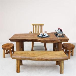 香樟木家具原生态茶桌椅组合阳台休闲桌中式茶桌原木根雕茶台仿古