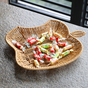 塑料藤编创意水果形状糖果盘新年干果盒客厅家用果篮收纳盘