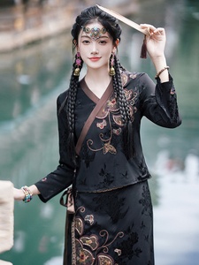 刺绣唐装大码女装中国风年轻款汉服套装新中式改良民族风上衣秋季