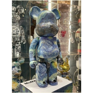 bearbrick400%星夜梵高暴力熊摆件 积木熊神奈川冲浪玩偶手办公仔