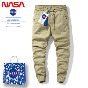 NASA IDEA潮牌修身工装裤男秋季学生休闲裤女多口袋束脚裤子卡其