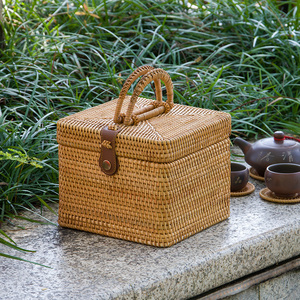 越南藤编茶具茶道配件茶叶手提收纳箱进口植物真藤手工编织便携盒
