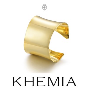 KHEMIA2024春夏弧形宽版光面手镯 925纯银原创开口轻奢百搭手环