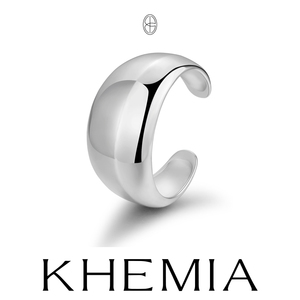 KHEMIA2024开口宽版弧形光面手镯 925纯银原创轻奢可调节手镯
