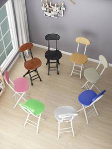 出租屋椅子折叠小型不占空间的凳子家用靠椅简易餐桌椅吧台靠背椅