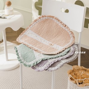 韩式纯棉布艺椅子垫四季通用全棉坐垫家用薄款餐椅垫子透气凳子垫