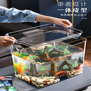 六角恐龙鱼缸高透明塑料一体成型防爆超亚克力乌龟螃蟹专用饲养箱