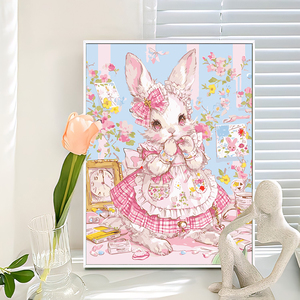 可爱小兔子数字油画diy填充填色手工绘卡通动物丙烯油彩画装饰画