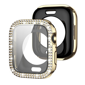 适用AppleWatch带钻保护壳S8苹果手表镶钻边框壳iwatch3/4/5/6/7/一体双排钻全包表壳41/45mm女
