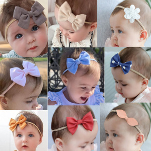 满15包邮婴儿发带夏季女童头带纯棉蝴蝶结弹性发箍宝宝头花0-2岁