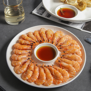 水饺子盘带醋碟碗瓷吃饺子专用的盘子创意家用子母菜盘薯条装虾盘