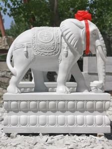 石雕大象一对汉白玉门口摆件石象招财镇宅小象石材雕刻雕塑定制