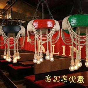 复古工业风loft轮胎麻绳酒吧咖啡餐客厅服装火锅理发饭店装饰吊灯