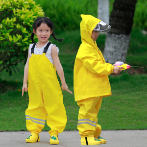 儿童雨衣背带雨裤连体安吉游戏服两用款防水全身男女童幼儿园套装