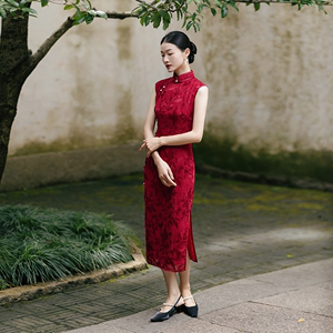 亲爱的牡丹『花锦-壹』新中式复古新娘旗袍红色结婚领证敬酒服