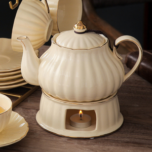 水果茶壶套装陶瓷蜡烛加热耐热玻璃英式下午茶茶具花茶壶茶杯套装