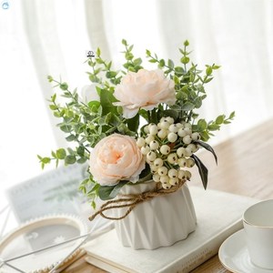 餐桌上的花装饰花卉仿真花高档摆件桌面轻奢假话花塑料花朵假花新