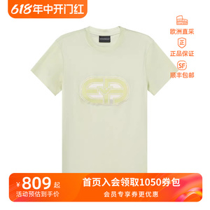 EA阿玛尼 情人节男士圆领短袖T恤大标识刺绣贴片 3R1TV4 1JUVZ