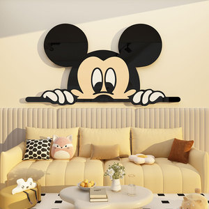 儿童房间沙发电视机背景大白墙面装饰卡通人物米奇米老鼠迪士尼贴