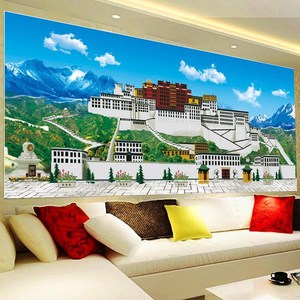 2024新款钻石画布达拉宫满钻大幅客厅十字绣点贴砖石绣西藏民族风