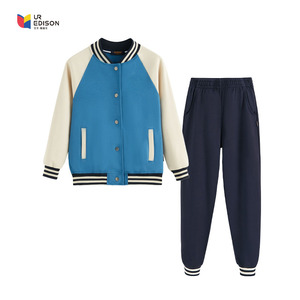 春秋男女生蓝色运动棒球服长袖卫衣长款运动装学生校服服订制
