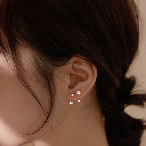 纯银双耳洞耳钉女2023新款洋气耳圈高级感耳饰耳环养多耳洞耳骨钉