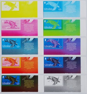直布罗陀2010年分色样票棱皮龟10枚（分色进度不同刷色）外国邮票