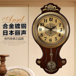 安斯艾尔美式复古时尚钟表挂钟客厅静音挂表欧式家用木质石英钟时