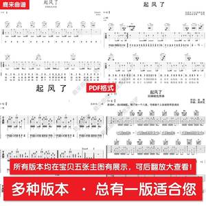 《起风了》 买辣椒也用券 共八个版本全发 吉他谱 六线谱 电子PDF