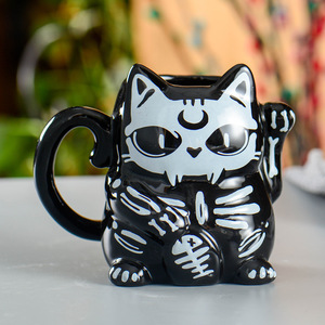 KILLSTAR哥特黑色骷髅可爱万圣节搞怪马克杯大容量咖啡陶瓷杯礼物