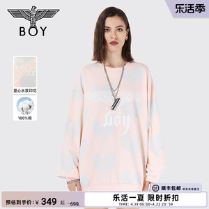 【桃气甜心】BOYLONDON春季粉色卫衣情侣同款满印休闲上衣N03013