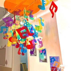 彩色PVC片音符吊饰商场幼儿园展厅乐器琴行音乐厅环境布置环创