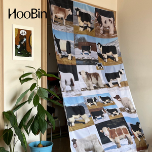 HooBin 毛毛牛哞哞装饰挂布 飘逸可爱牛风景图案 动物奶牛布料